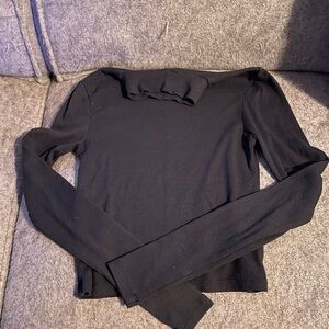 American Eagle Outfitters Black Long Sleeve Ribbed Top